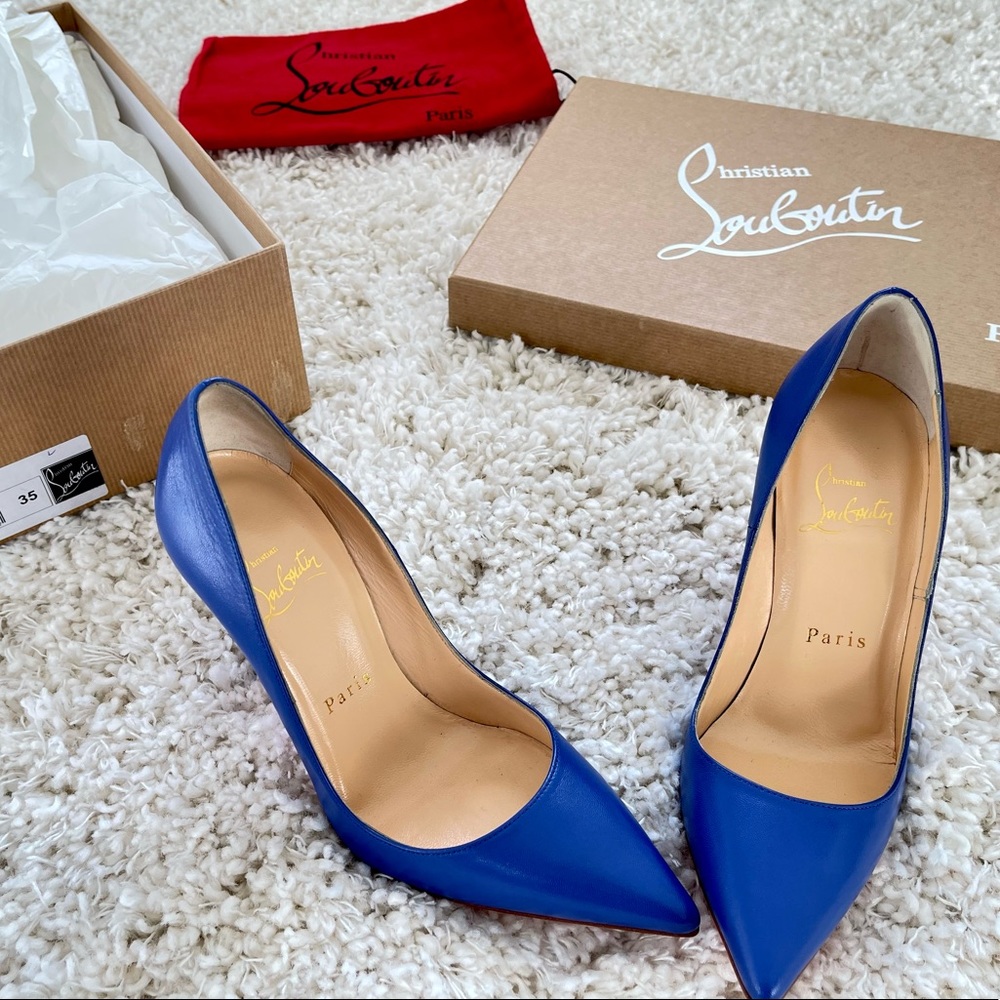Christian Louboutin So Kate 120 Kid, Pervenche, Size 35